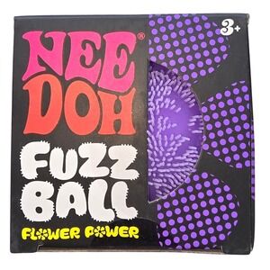New NeeDoh Fuzz Ball Flower Power Purple Stress Ball Velvet Squeeze Fidget Toy
